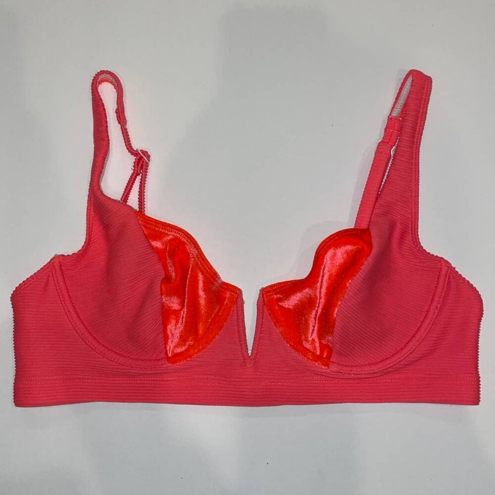 Urban Outfitters Out From Under Bikini Top Women Large Orange Mara Velvet Accent